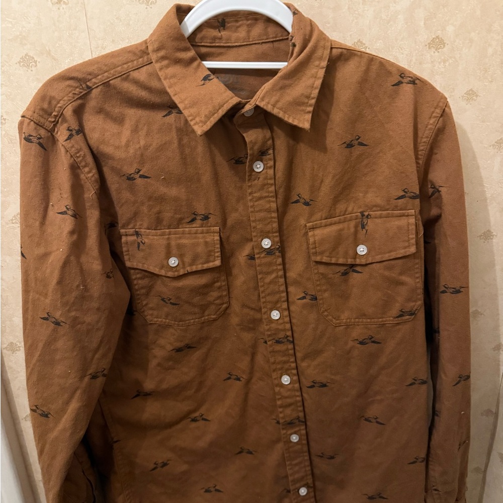 Men's Brown and Duck Button-Down Shirt